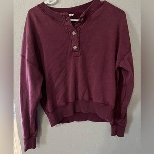 Maroon, button down, sweatshirt from American Eagle